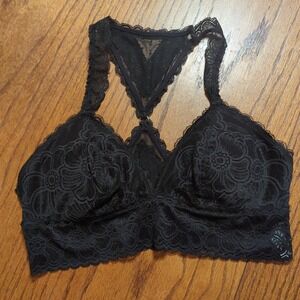Aerie Black Lace Padded Racerback Bralette Womens Size Medium M